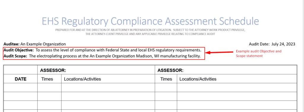 Audit Objective and Scope statement in an audit plan